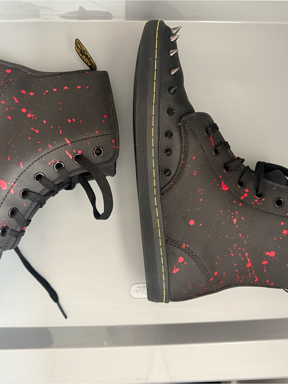 Custom Dr. Martens with Red Paint-Splatter and Spikes - Picture 10 of 10